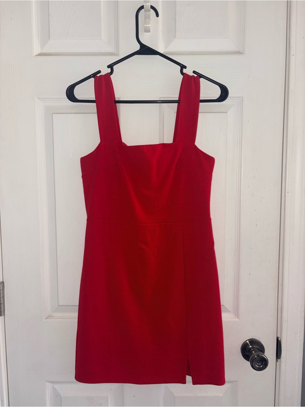 Blue Rain Red Square-Neck Mini Dress with Wide Straps